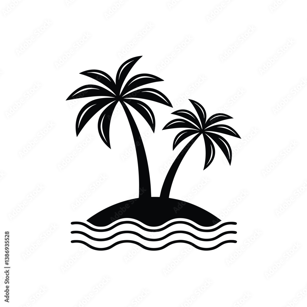 Naklejka premium Tropical island with palm trees