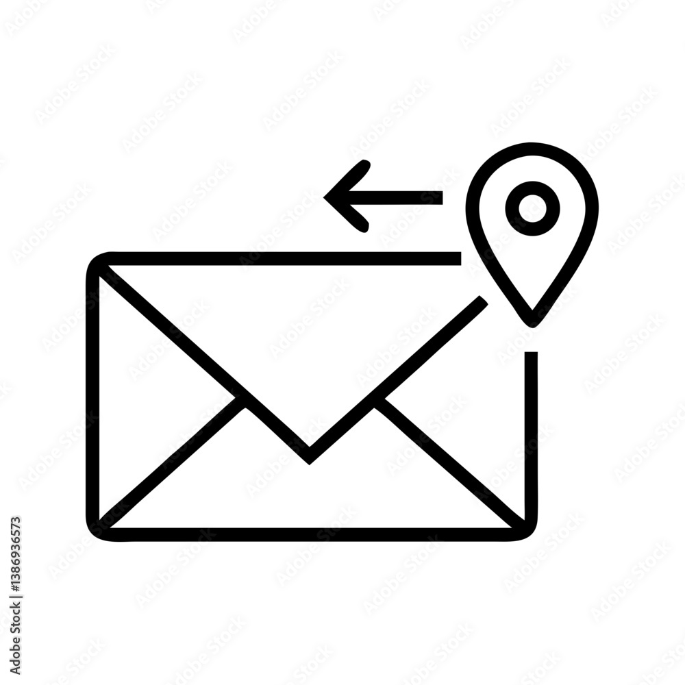 Simple vector icon of envelope with tracking for delivery concept Simple vector icon of envelope with tracking for delivery concept