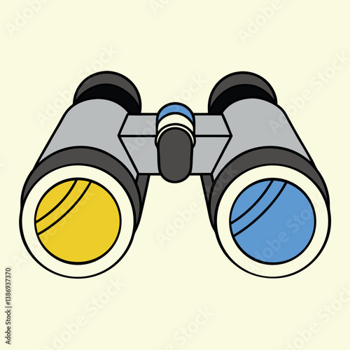 Flat-design-binoculars--blue-lenses--black-frame 