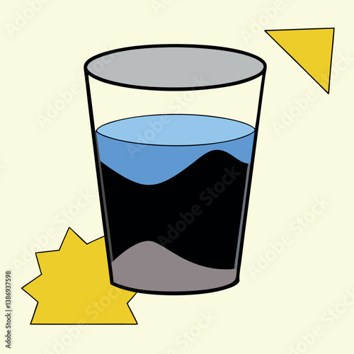 Glass-of-water--decreasing-levels minimalist illustration.