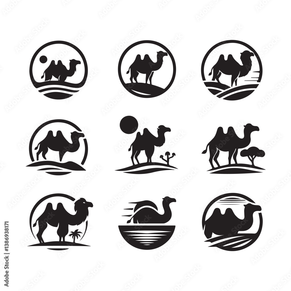 Obraz premium Camel logo icon. Camel vector icon. Camel silhouette logo vector on a white background