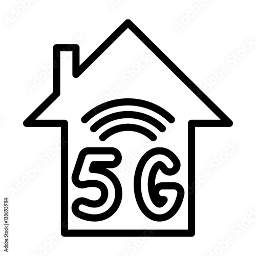 5G Connected Home Vector Line Icon Design
