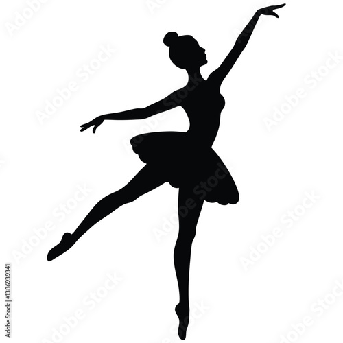 Elegant Ballerina Silhouette In Classical Pose Dance Performance Grace And Beauty.