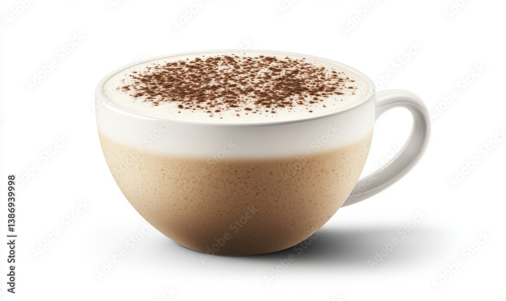 Cappuccino coffee drink in white cup, studio shot, isolated white background, for menu or advertisement Cappuccino coffee drink in white cup, studio shot, isolated white background, for menu or advertisement