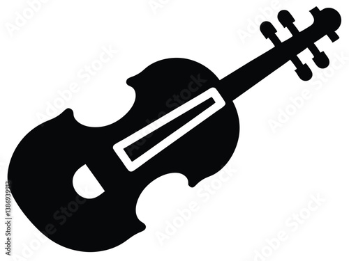  Black and White Violin silhouette, Violin Clipart, Violin icon vector, Violin outline silhouette