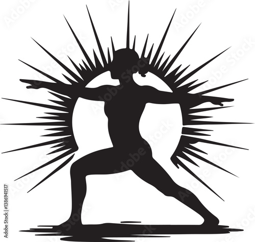 Zen balance E Figure Yoga vector logo illustration