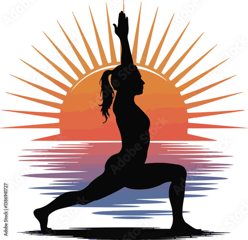 Zen balance E Figure Yoga vector logo illustration