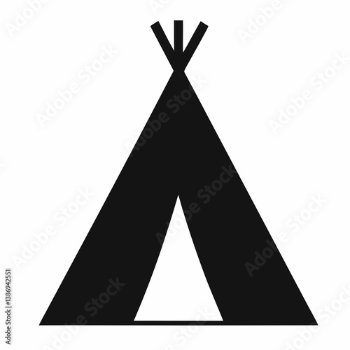 Black And White Graphic Illustration Of A Native American Teepee Tent