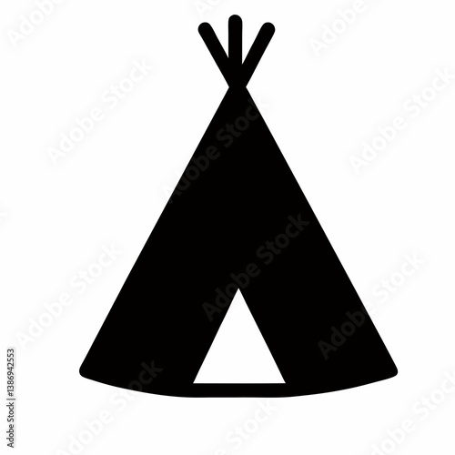 Simple Black Silhouette Of Teepee Tent Icon For Camping And Adventure