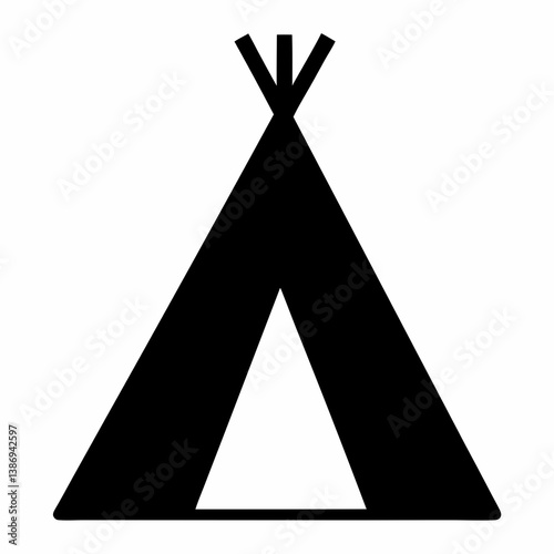 Minimalist Black And White Teepee Illustration Perfect For Camping Designs And Native American Themes
