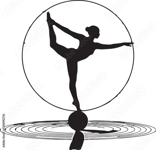 Zen balance E Figure Yoga vector logo illustration