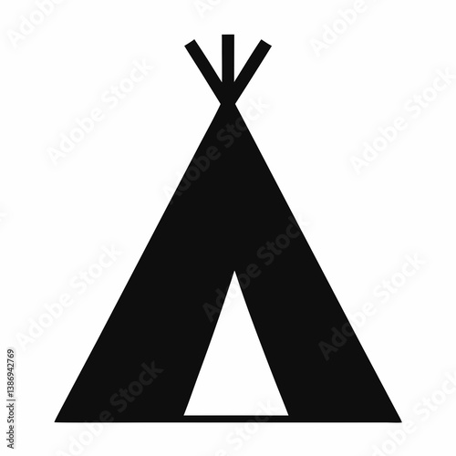 Minimalist Black And White Teepee Icon Indian Tent Vector Illustration Design