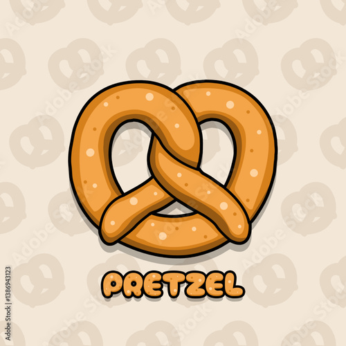National Pretzel Day to celebrate on April 26th. A delicious pretzel bun with bold text on beige background. Food event banner.