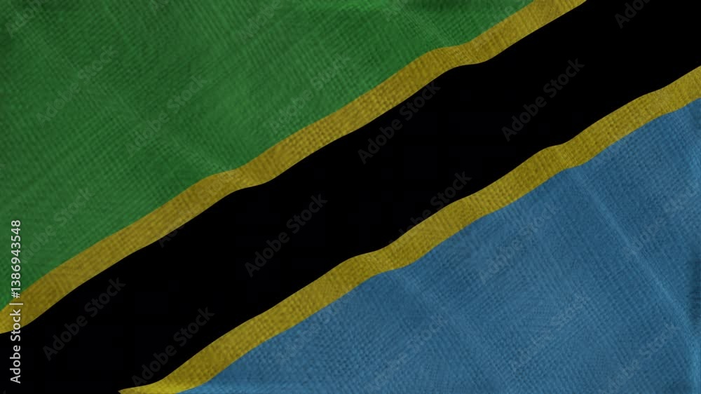 Flag of Tanzania, Tanzania 3D Animation flag waving in the wind. 4K Tanzania Flag Animation waving with fabric texture.

