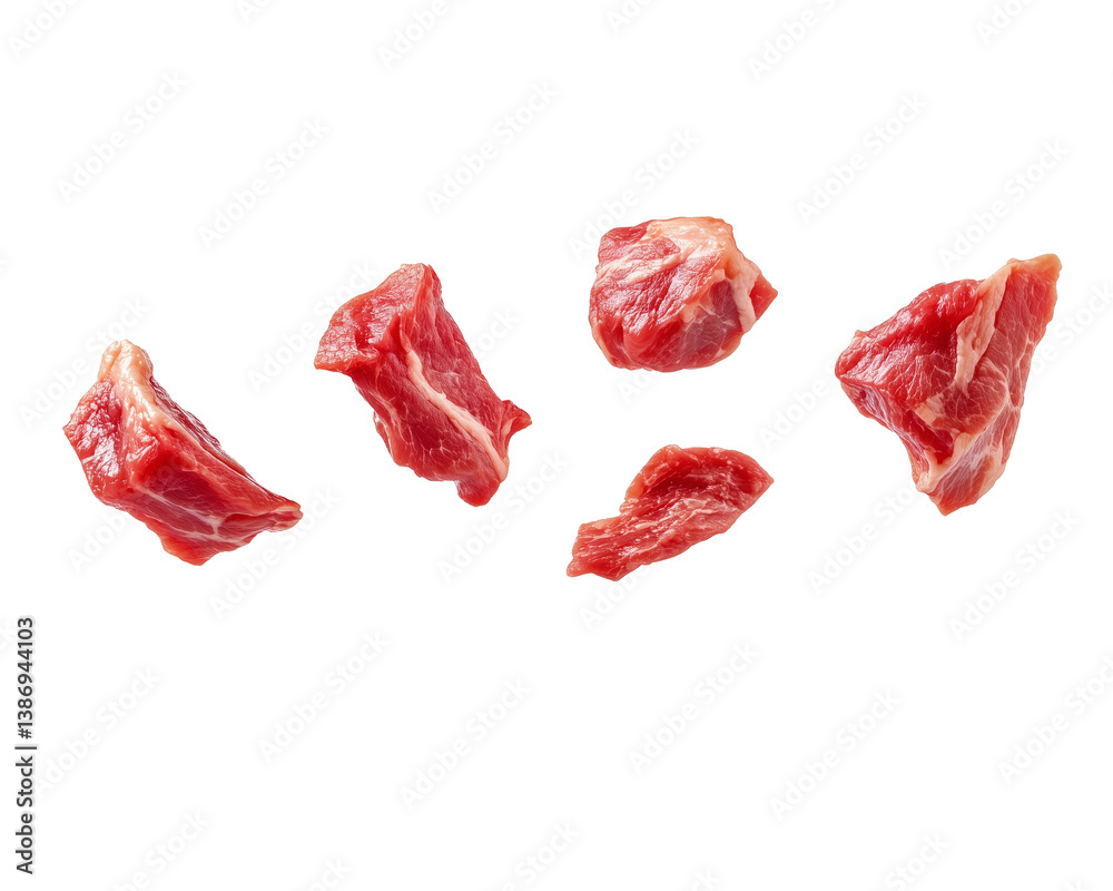Obraz premium Five pieces of raw beef chuck steak meat