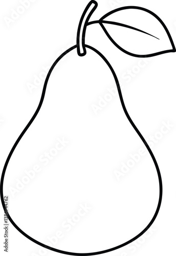 Pear fruit line art vector, Pear outline vector illustration