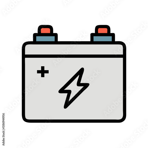 Battery with Bolt Representing Charging or Power Icon Design