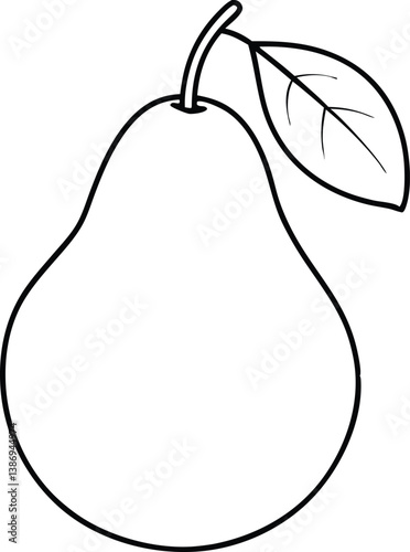 Pear fruit line art vector, Pear outline vector illustration