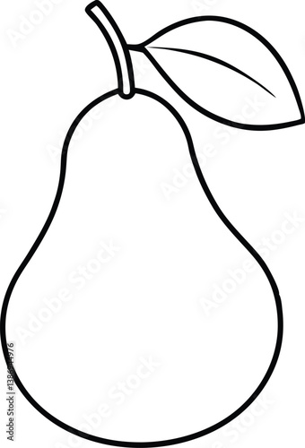 Pear fruit line art vector, Pear outline vector illustration