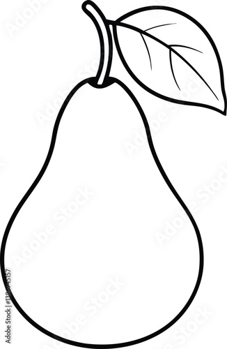 Pear fruit line art vector, Pear outline vector illustration