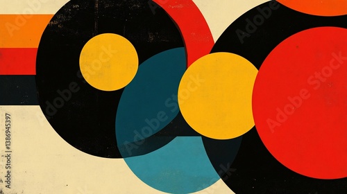 Geometric Circles in Vibrant Colors creating an Eye-Catching Retro Pattern