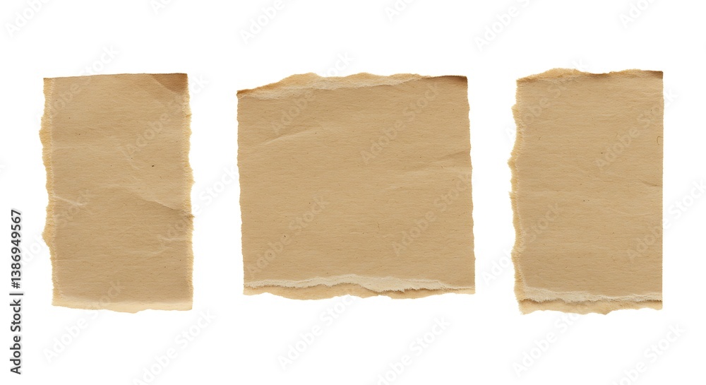 Obraz premium Torn Cardboard Pieces: A Close-Up Image of Recycled Paper Textures AI Generated