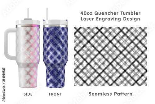 Seamless laser engraving design for 40oz tumbler. Abstract tileable pattern. Full tumbler wrap. Vector illustration.