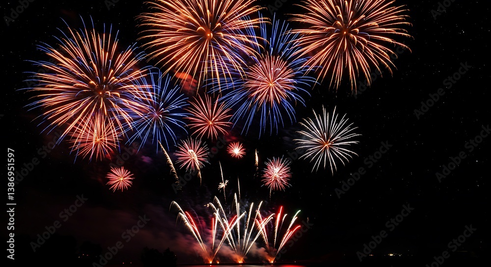 Night Sky ablaze: Fireworks Symphony AI Generated Night Sky ablaze: Fireworks Symphony AI Generated