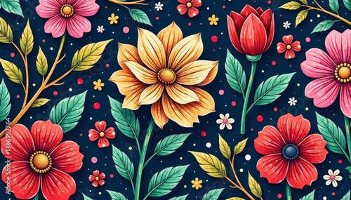 Obraz na płótnie Intricate line art floral pattern, ideal for elegant flyers , floral, floral pattern w salonie