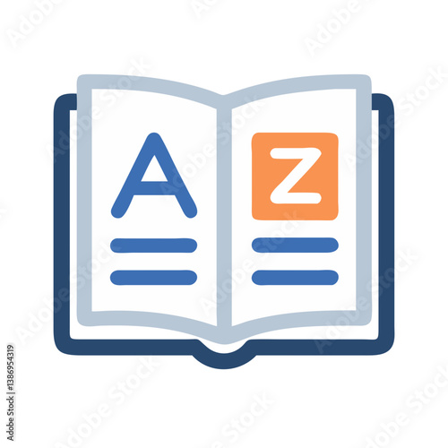 Book with Letter Representing Dictionary or Language Icon Design