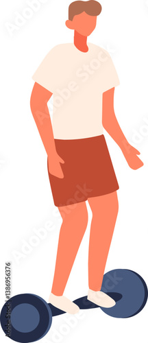 People riding hover board or self-balancing board modern personal transporters