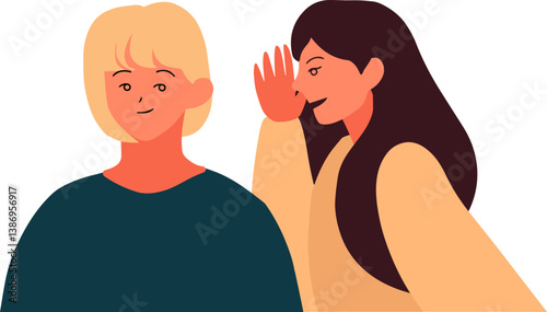 True Confessions Day woman decides, whispers, something secret to her friend