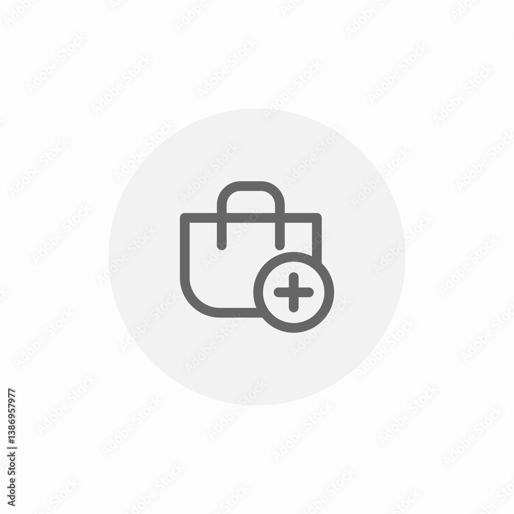 shopping bag plus add icon sign vector shopping bag plus add icon sign vector