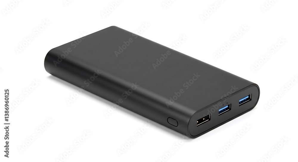 Sleek Black Power Bank: Product Shot on Neutral Background AI Generated Sleek Black Power Bank: Product Shot on Neutral Background AI Generated