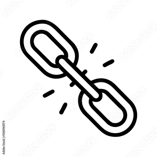 Broken Chain Link Representing Disconnect or Broken Connection Icon Design