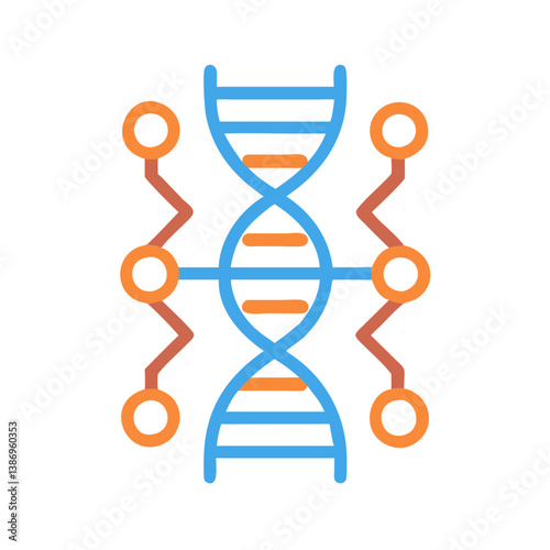 Futuristic DNA Helix with Data Points for Genomic and AI Integration