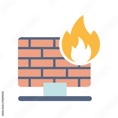 Cyber Firewall Barrier Illustration for Online Threat Defense