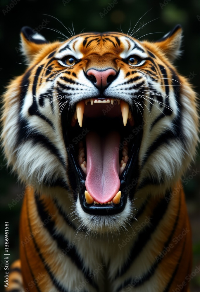 Fototapeta premium A close up of a tiger's face with its mouth open