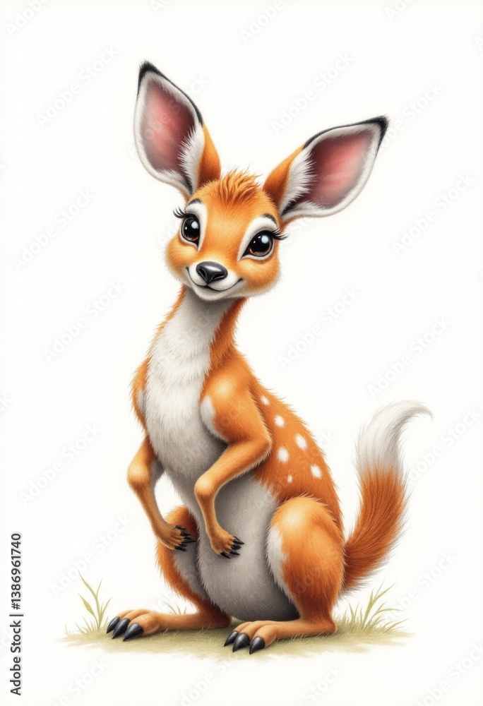 Fototapeta premium A drawing of a baby deer sitting on its hind legs