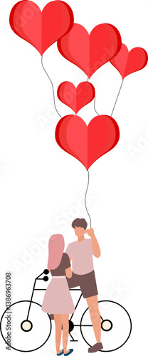 Valentines day couple giving a love balloon surprise