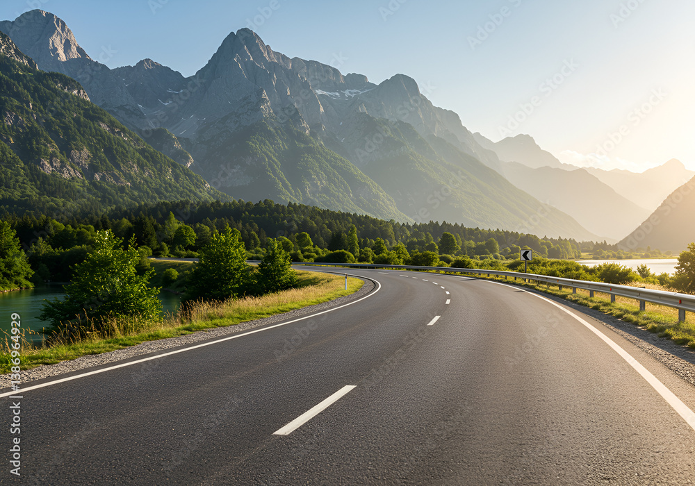 Fototapeta premium Scenic Mountain Road at Sunset