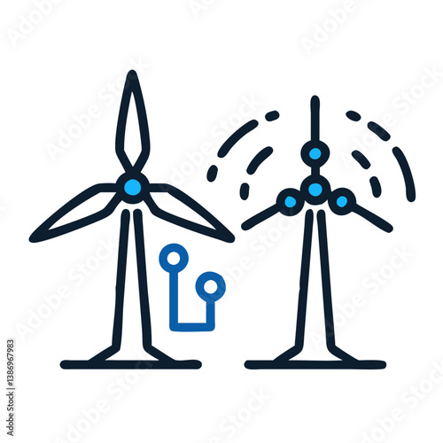 Futuristic Wind Energy Vector Featuring AI and Neural Connectivity