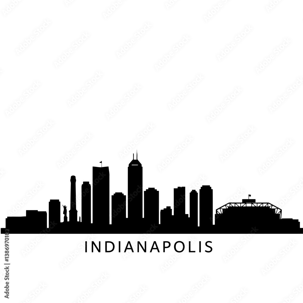 Fototapeta premium Indianapolis Skyline Silhouette - Vector Illustration