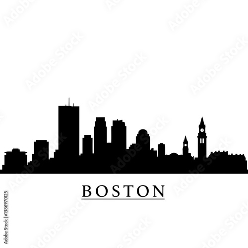 Boston Skyline Silhouette - Vector Illustration