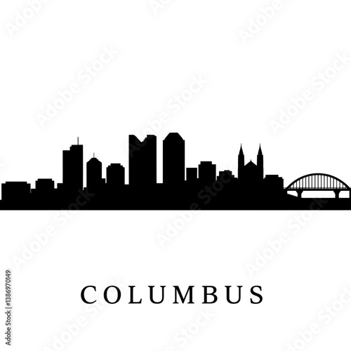 Columbus Skyline Silhouette - Vector Illustration