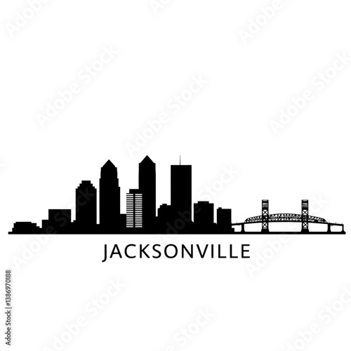 Jacksonville Skyline Silhouette - Vector Illustration