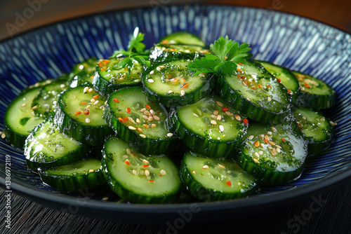 A plate of sunomono (Japane...