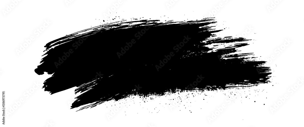 Vector black brush stroke with splatters of paint stroke. Vector black brush stroke with splatters of paint stroke.