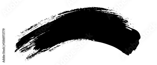 Vector black brush stroke with splatters of paint stroke.