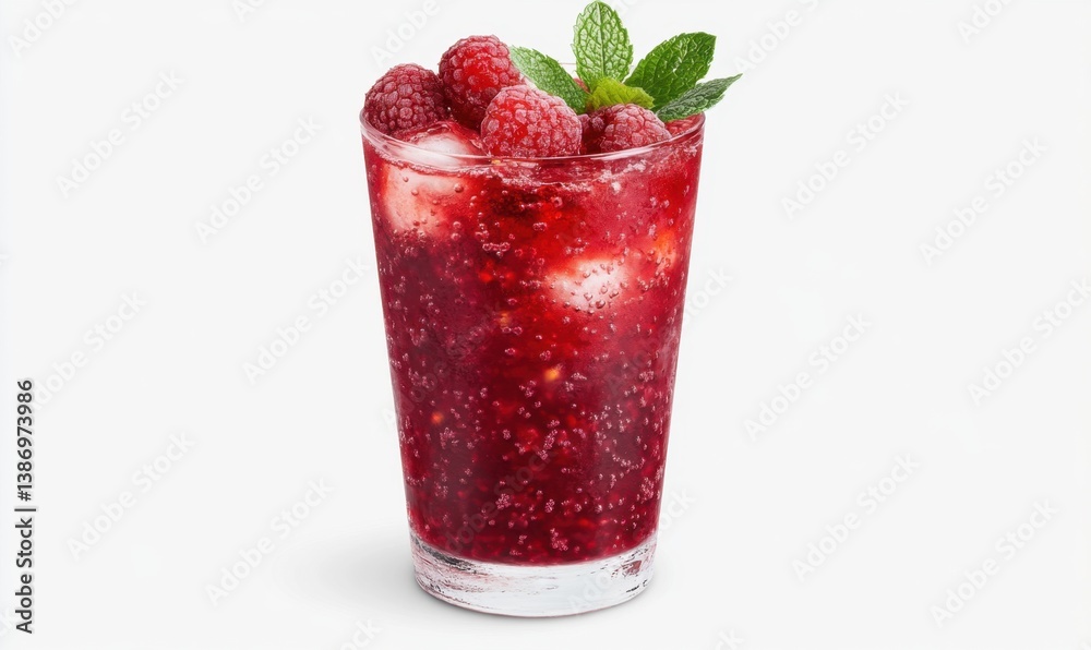 Refreshing raspberry iced drink with mint, perfect for summer menus or beverage websites Refreshing raspberry iced drink with mint, perfect for summer menus or beverage websites